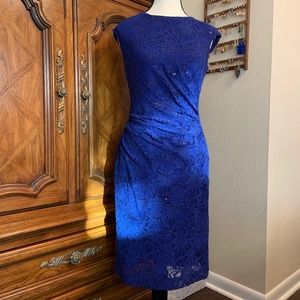 Ralph Lauren Sapphire Blue Lace Sleeveless Dress 4